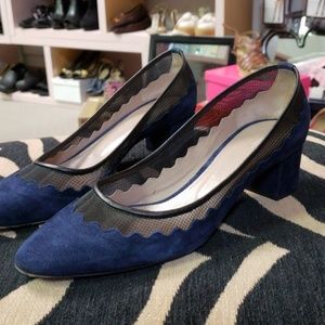 Chloe scalloped and suede small heel